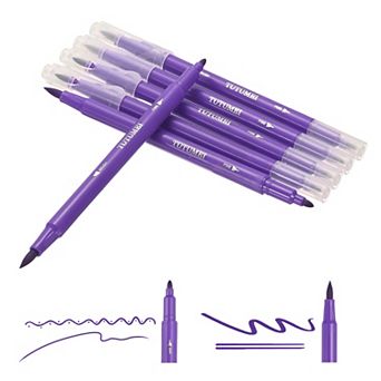 6 pc Dual Brush Markers Fine and Brush Tip Pen Artist Colored Marker Set