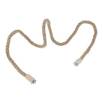 1 pc Bird Rope Perch for Parrots, Jute Boing with Wood Base, Cage Climbing Plaything Brown
