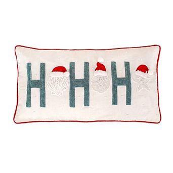 14 in HGTV Ho Ho Ho Embroidered Coastal Pillow