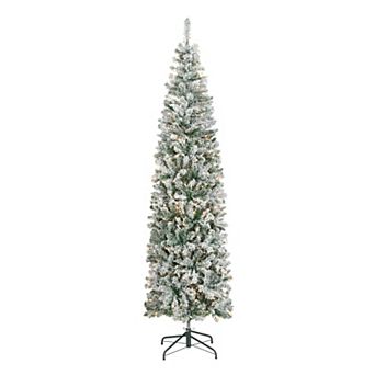 7.5 ft Flocked Acacia Slim Tree with 350 Clear Lights