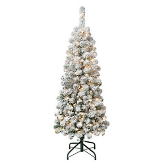 4.5ft. Acacia Pencil Slim Flocked Tree with Clear Lights