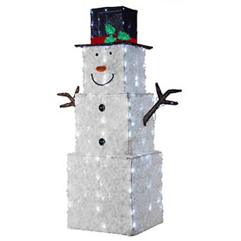 42 in Square Frosted Snowman with LED Lights
