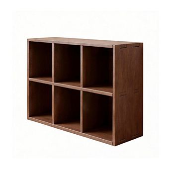 Wooden Bookshelf with 6 Compartments, Multi-Tier Shelf for Books, Decor, Easy Assembly & Cleaning