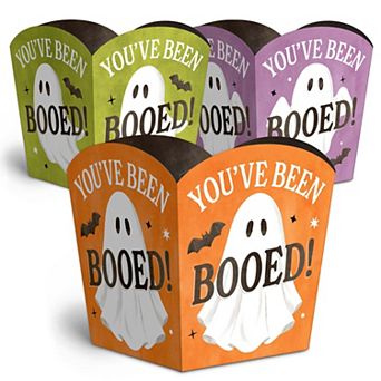 Ghostly You've Been Booed Treat Boxes, Small Halloween Favor Disposable Paper Containers - 12 ct