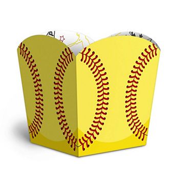 Fastpitch Softball Treat Boxes, Small Party Favor Holders, Disposable Paper Containers - 12 ct