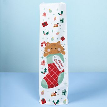 Big Dot of Happiness Cat Christmas Wine Gift Bags, Funny Pets Holiday Wine Bottle Gift Wrap - 12 ct