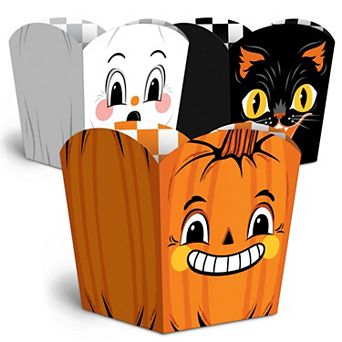 Vintage Halloween Treat Boxes, Small Party Favor Holders, Disposable Paper Containers - Set of 12