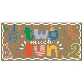 Time Two Party 2nd Birthday Kraft Paper Banner, Second Birthday, Printed Brown Paper Decor 1 Count