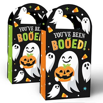You've Been Booed Favor Bags with Handles, Halloween Goodie Bags Paper Boo Basket Gift Boxes - 12 ct