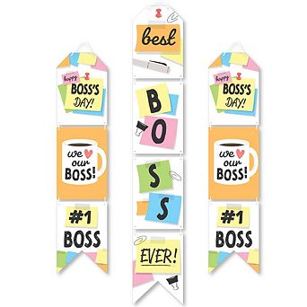 Best Boss Ever Indoor Door Decor, Work Party Hanging Paper Vertical Door Banners, Happy Boss's Day