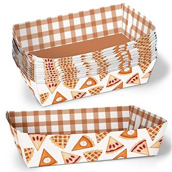 Holiday Pie Paper Food Trays, Disposable Food Boats for Thanksgiving, Double-Sided Holders - 12 ct