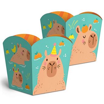 Capy Birthday Treat Boxes, Small Capybara Party Favor Holders, Disposable Paper Containers - 12 ct