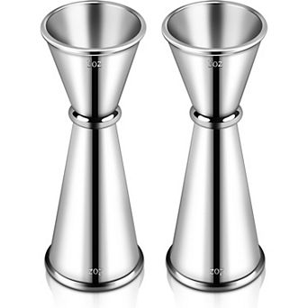 2 pc Jigger for Bartending, Premium 304 Stainless Steel Jigger 2 oz 1 oz, Professional Heavy