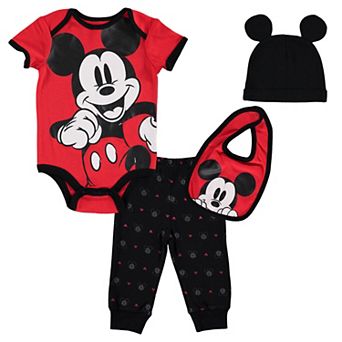 Disney's Mickey Mouse New Baby Bodysuit and Pants Set with Hat and Bib