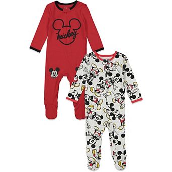 Disney's Mickey Mouse 2-Pack Zip-Up Footed One Piece Coveralls