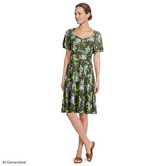 Women's Lands' End Silky Knit V-Neck Flutter Sleeve Mini Dress
