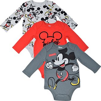 Disney's Mickey Mouse 3-Pack Long Sleeve Bodysuits