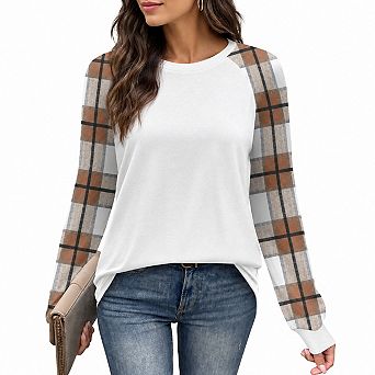 Womens Raglan Sleeve Crewneck Casual Fall Tops Soft Stretch Basic Tees