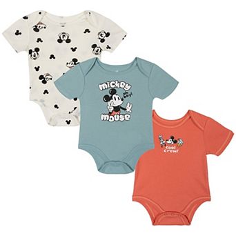 Disney's Mickey Mouse 3-Pack Short Sleeve Bodysuits