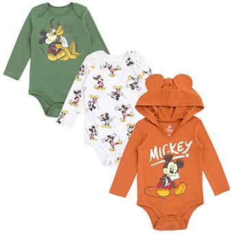 Disney's Mickey Mouse 3-Pack Long Sleeve Bodysuits