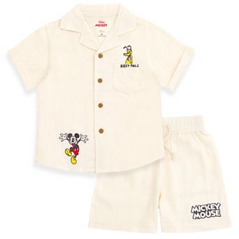 Disney's Mickey Mouse 2 pc Button-Down Shirt and Shorts Set