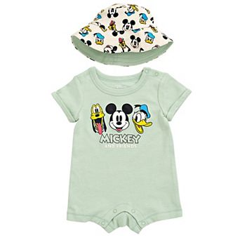 Disney's Mickey Mouse 2 pc Romper and Bucket Hat Set