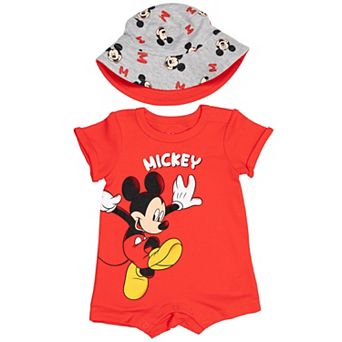 Disney's Mickey Mouse 2 pc Romper and Bucket Hat Set