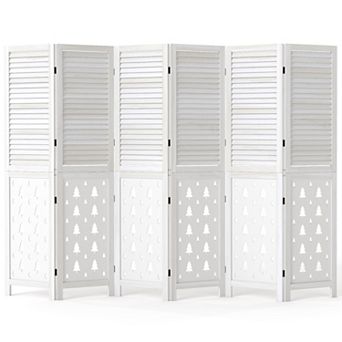 Costway 67" Tall Wood Room Divider, 6 Panel, Folding Privacy Screen for Room Separation