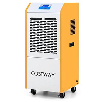 Costway 88-Pint(DOE) Dehumidifier with Pump 24H Timer & Wheels Yellow + White 9000 Sq. ft