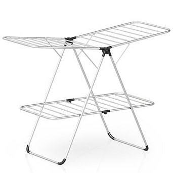Costway Clothes Drying Rack Foldable 2-Level Laundry Airer with Adjustable Wings
