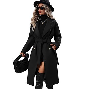Womens Notched Lapel Winter Coat