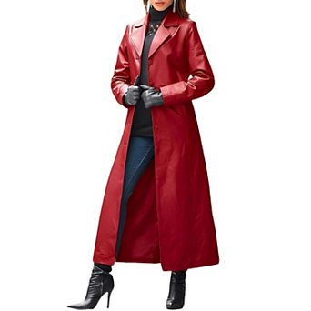 Womens Button Down Leather Coat