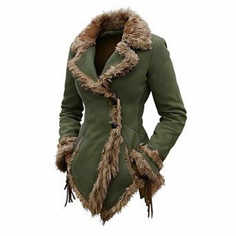 Women's Suede Fur Collar Jacket