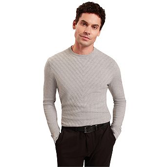 Ted Baker Mens Chevron Ribbed Collar Long-Sleeved Jumper