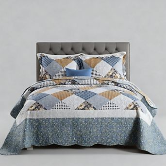 3 pc Reversible Floral Patchwork Bedding Set