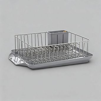 Large Capacity Dish Rack with Drainboard and Utensil Holder for Efficient Drying