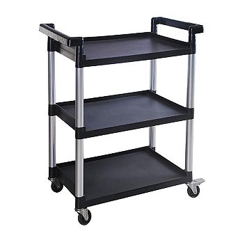 3-Shelf Utility Cart with Wheels - 225 lbs Capacity, Durable Polypropylene Shelves