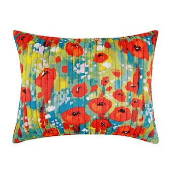 Poppies 100% Woven Polyester Machine Quilted Jacquard Sham