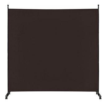 Costway 6FT Single Panel Room Divider with Wheels Rolling Fabric Partition Privacy Screen