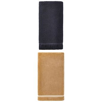 2 Packs Waffle Bath Towel with Tassel Highly Absorbent Towel 71"x35" and 63"x31" for Bathroom