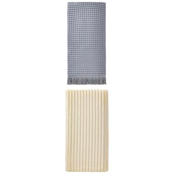 2 Packs Solid Waffle Towel Highly Absorbent with Tassel Bath Towel 71"x35" and 55"x28" for Travel
