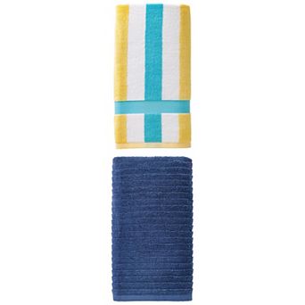 2 Packs Stripe Shower Towels Ultra Soft Absorbent Luxury Cotton Bath Towel 55"x28" for Bathroom