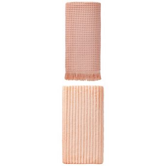 2 Packs Solid Waffle Bath Towel with Tassel Soft Highly Absorbent Towel 71"x35" and 55"x28" for Home