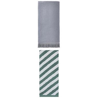 2 Packs Solid Waffle Cotton with Tassel High Absorbent Bath Towel 71"x35" 55"x28" for Gym Pool