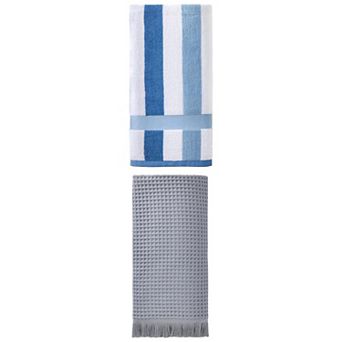2 Packs Solid Cotton with Tassel High Absorbent Bath Towel 71"x35" and 55"x28" for Travel