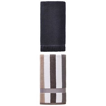 2 Packs Solid Waffle Cotton Highly Absorbent Bath Towel with Tassel 71"x35" 55"x28" for Trips