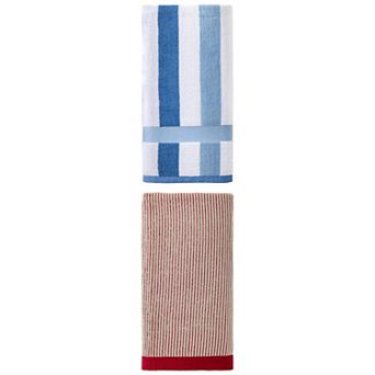 2 Packs Pure Cotton Striped Towel Soft Highly Absorbent Quick Dry Bath Towel 55"x28" for Room