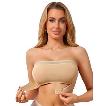 Mesh Front Closure Strapless Bra for Women Push Up Low Back Seamless Tube Bandeau