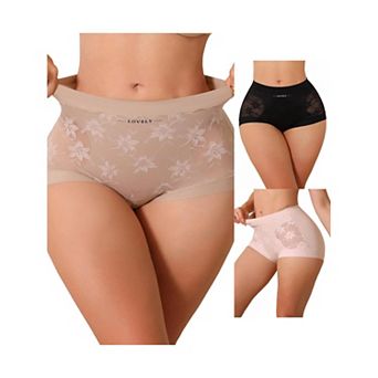 3 Packs Tummy Control Shapewear Panties for Women High Waist Lace Brief Bodyshaper