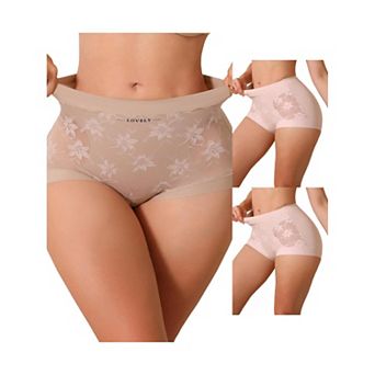 3 Packs Tummy Control Shapewear Panties for Women High Waist Lace Brief Bodyshaper